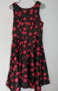 Modcloth Retro Cherry Print Midi Fit Flare Dress